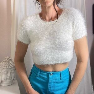 Sexy Fuzzy Cotton Candy Crop Top Size S